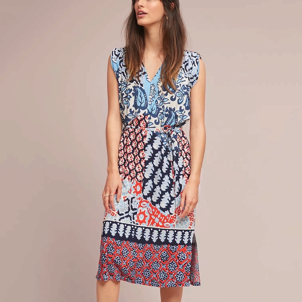 Anthropologie Patchwork Midi Dress
